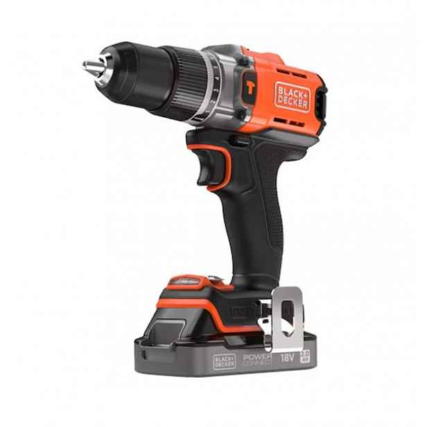 BLACK+DECKER - 18V AKU vrtačka s příklepem, 1x aku 2,0 Ah Li-Ion, nabíječka BCD383D1XC-QW