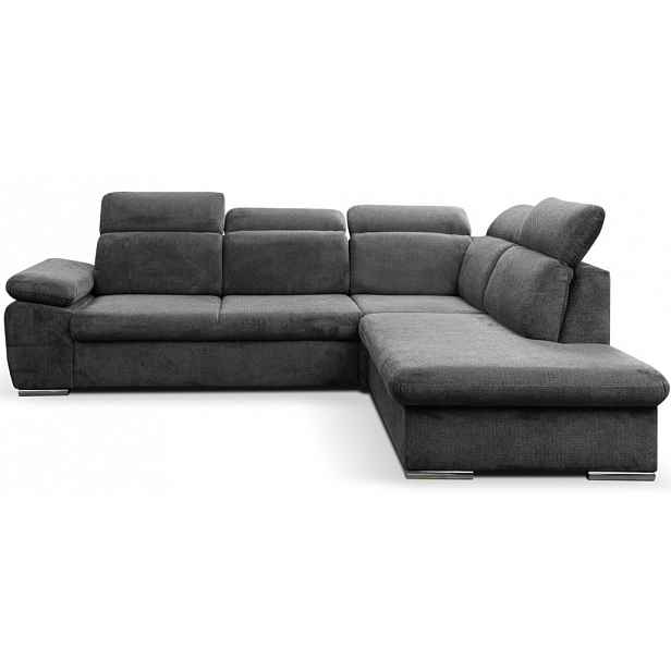 Rohová sedačka Aldon, dýmově šedá strukturovaná látka, pravý roh