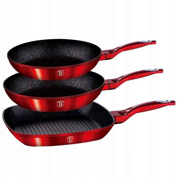 Sada 3 Granitových Pánví Berlingerhaus Red Metallic Line BH-1289