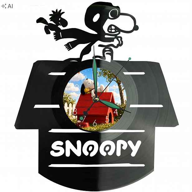 Snoopy Dárek Nástěnné hodiny Vinylová deska Památka Personalizovaný dárek