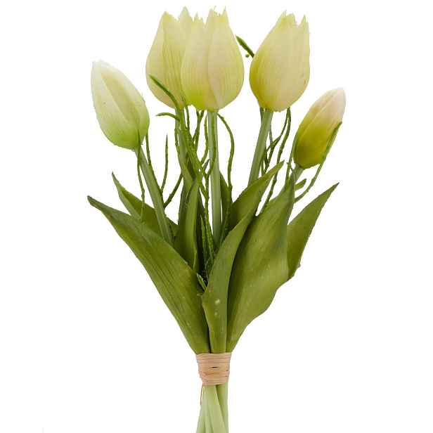 Umělá kytice tulipánů výška 25 cm Gasper - bílá