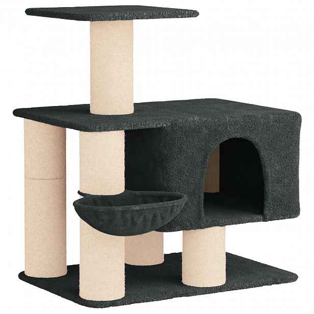 vidaXL Kočičí strom se škrabacími sloupky sisal Tmavě šedá 96 cm
