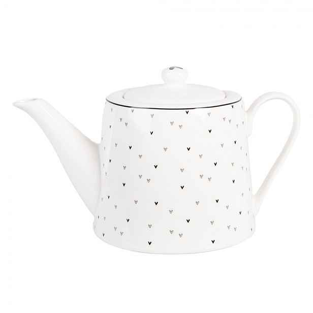 Bílá porcelánová konvička se srdíčky Lovely Day - 23*14*14 cm / 1000 ml Clayre & Eef