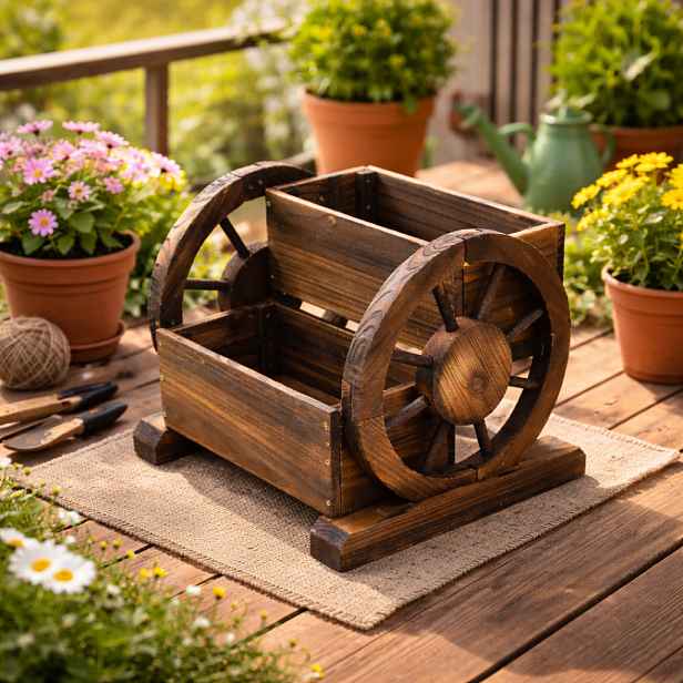 Dřevěný zahradní truhlík BestBerg BBGD-2039 / 39 x 35 x 32 cm / hnědá