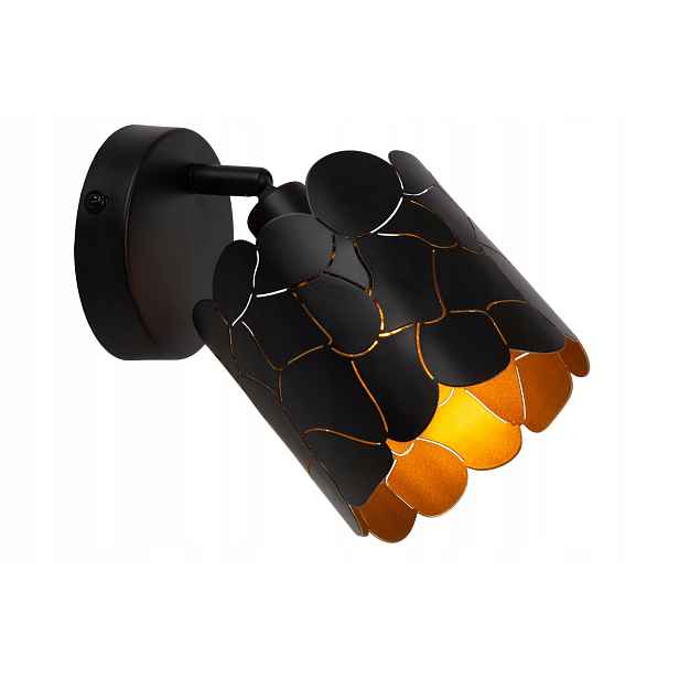 Lucide Almelo nástěnný reflektor černo-zlatý 1xE14 40W IP20