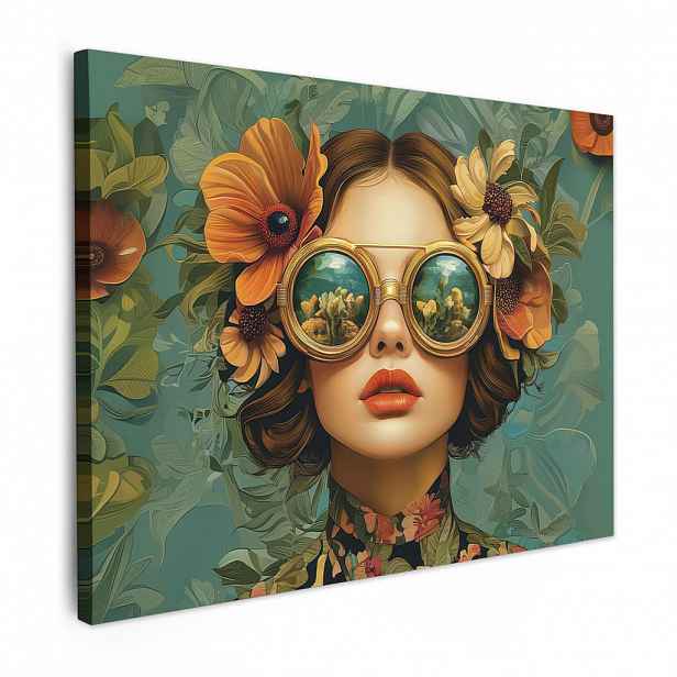 MuchoWow OBRAZ NA PLÁTNĚ Žena - Květiny - Motýli - Příroda - Vintage 40x30 cm