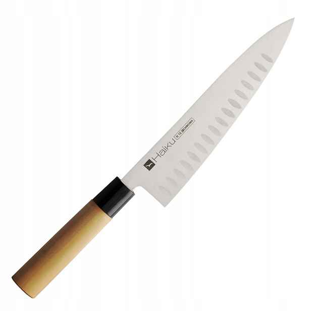 Nůž Šéfkuchaře Haiku Original s drážkovaným ostřím 20 cm dřevěný
