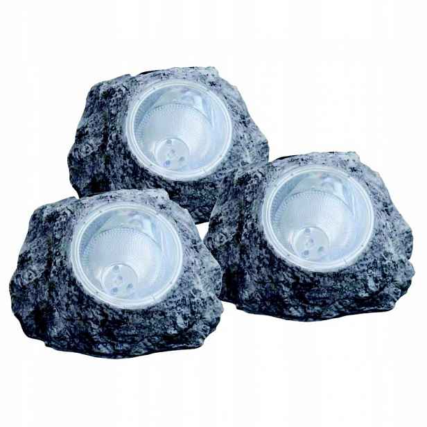 Sada 3ks Led solárních světel Šedý kámen Solar 2x0,06W Globo Lighting