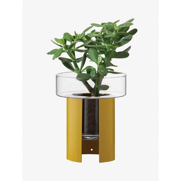 Terrazza květináč, v. 22 cm, Ø19 cm, čirá/hořčicově žlutá - LSA international