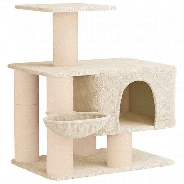 vidaXL Kočičí strom se škrabacími sloupky sisal Krémová 96 cm