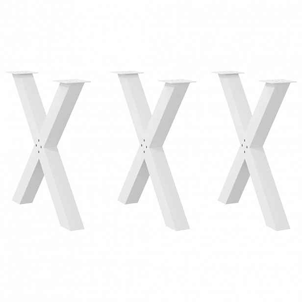 vidaXL Nohy k jídelnímu stolu ve tvaru X, 3 ks, bílé, 70 x (72-73) cm, ocel