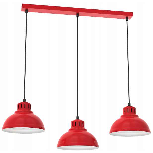Závěsná lampa Sven Červený bílý loftový design v intenzivní barvě
