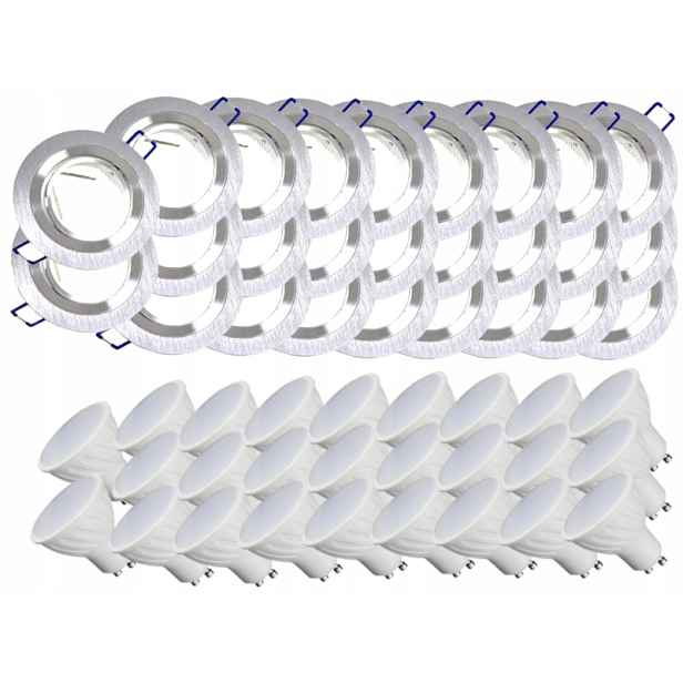 26x Hliníková Lampa Stropní Svítidlo Inox Zapuštěné Led Žárovky 3W