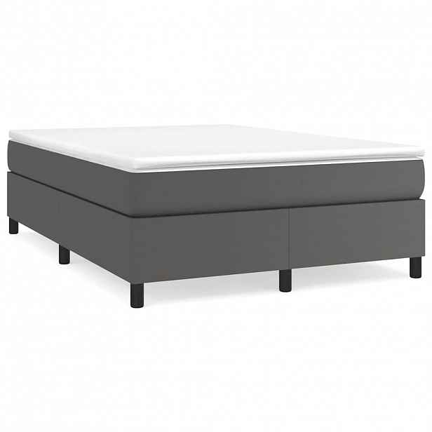 vidaXL Box spring postel s matrací šedá 140 x 190 cm umělá kůže