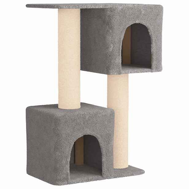 vidaXL Kočičí strom se škrabacími sloupky sisal Světle šedá 114 cm