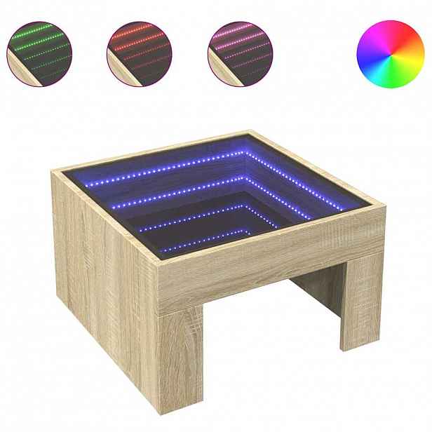 vidaXL Konferenční stolek s Infinity LED dub sonoma 50 x 50 x 30 cm