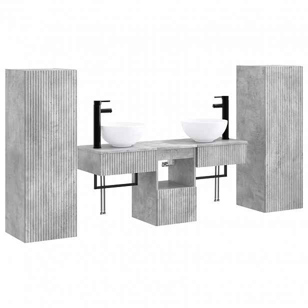 vidaXL Sada koupelnového nábytku 5 ks Betonově šedá 33 x 34,5 x 100 cm