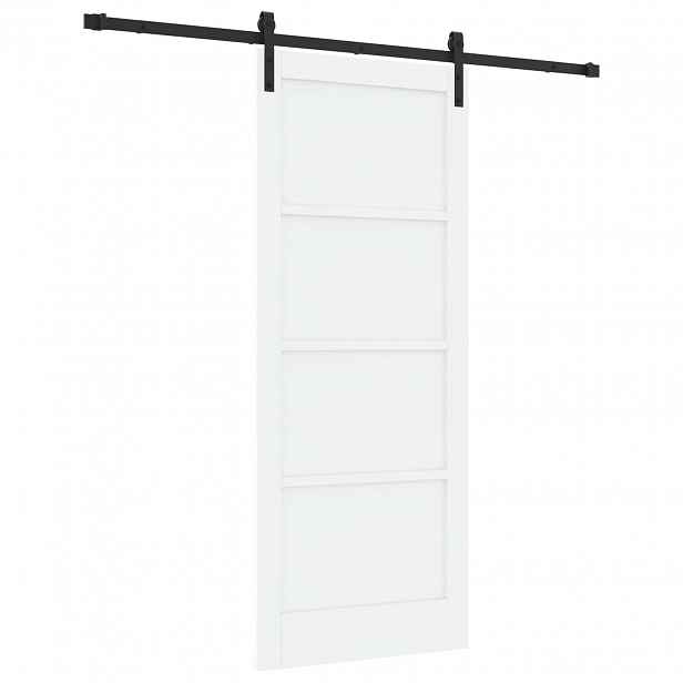 vidaXL Posuvné dveře 83 x 202 cm Masivní borovicové dřevo Bílá a černá