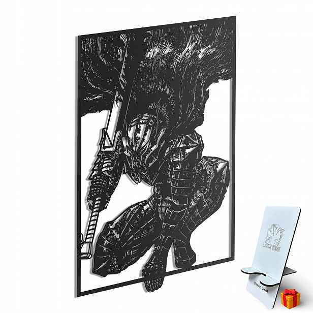 Dřevěný 3D obraz Anime Berserk Guts Nástěnná Dekorace Dárek XL
