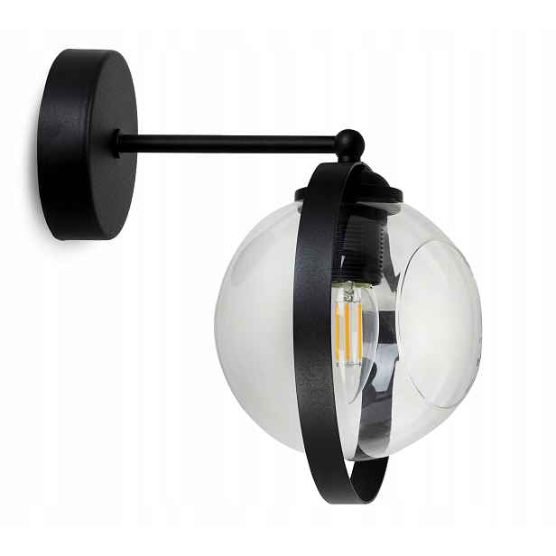 Moderní Nástěnná Lampa Se Skleněným Stínidlem A Prstencem