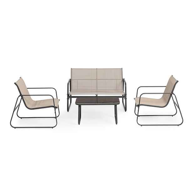 Taupe ocelový zahradní lounge set pro 4 Gonzalo – Bizzotto