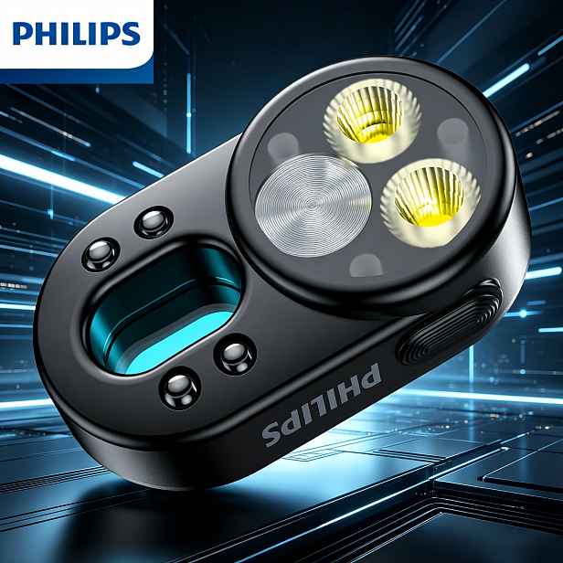 TEMU Philips Multifunkční Výkonná Svítilna: Kompaktní Design 64mm pro Snadné Nošení v ; 3W Vysoce Svítivé Bodové a Plošné Dvojrežimové Osvětlení;