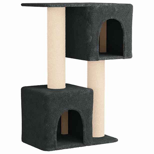 vidaXL Kočičí strom se škrabacími sloupky sisal Tmavě šedá 114 cm