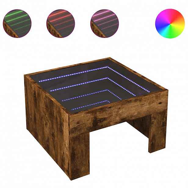 vidaXL Konferenční stolek s Infinity LED kouřový dub 50 x 50 x 30 cm
