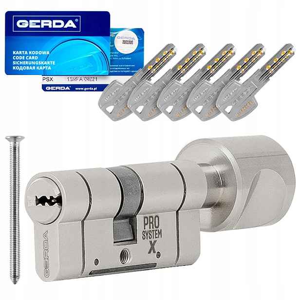 Vložka s knoflíkem Gerda Psx 50G/35mm Atest C KL6 unašeč nikl saténový 5kl