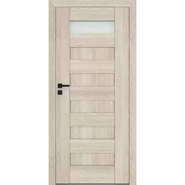 Interiérové rámové dveře Scala A1 s obdelným a horizontálním prosklením. Dveře mají rám z MDF desky.