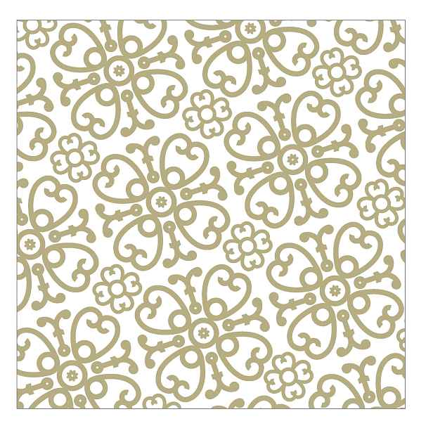 Bílo-zlaté papírové ubrousky Ornament - 33*33 cm (20ks) J-Line by Jolipa