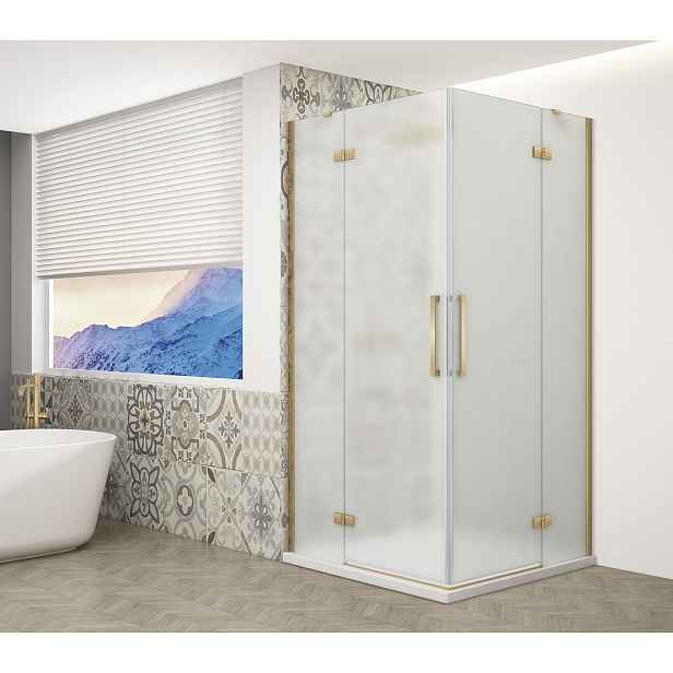 Gelco TRINITY GOLD MATT čtvercový sprchový kout 800x800mm, rohový vstup, matné sklo