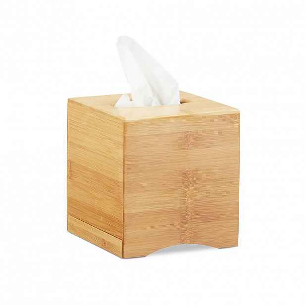 Relaxdays KRABIČKA Přírodní bambusová na kosmetické ubrousky čtvercová 15,5 cm