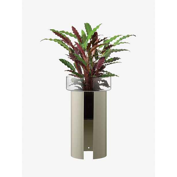 Terrazza květináč, v. 60 cm, Ø34 cm, čirá/betonově šedá - LSA international