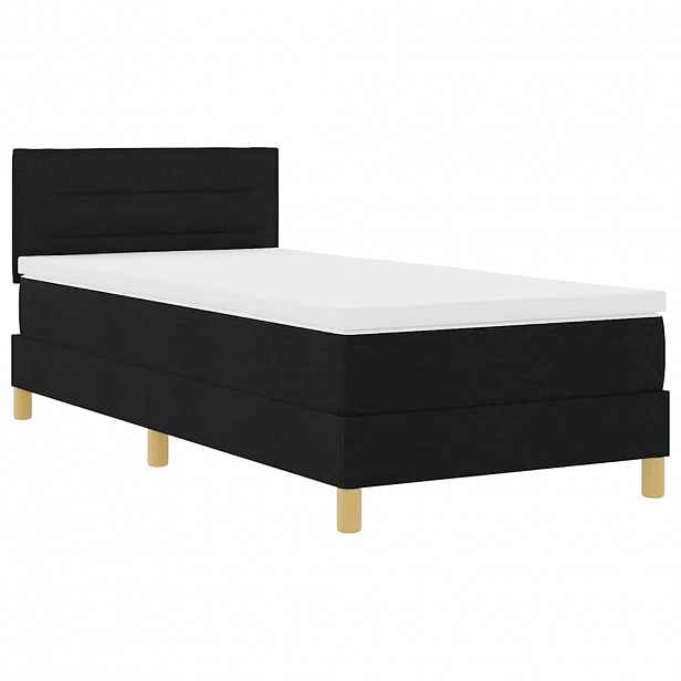 vidaXL LED box pružinová postel s LED pásky Černý 90 x 190 cm textil