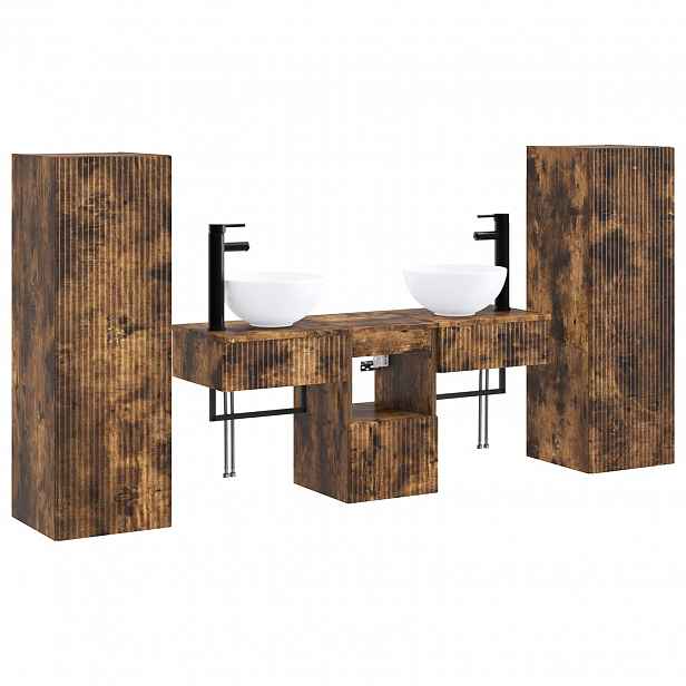 vidaXL Sada koupelnového nábytku 5 ks Kouřový dub 33 x 34,5 x 100 cm