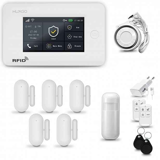 Bezdrátový alarm WiFi+ Gsm 4G s aplikací Tuya, sada Huxgo HXA006 D5BS