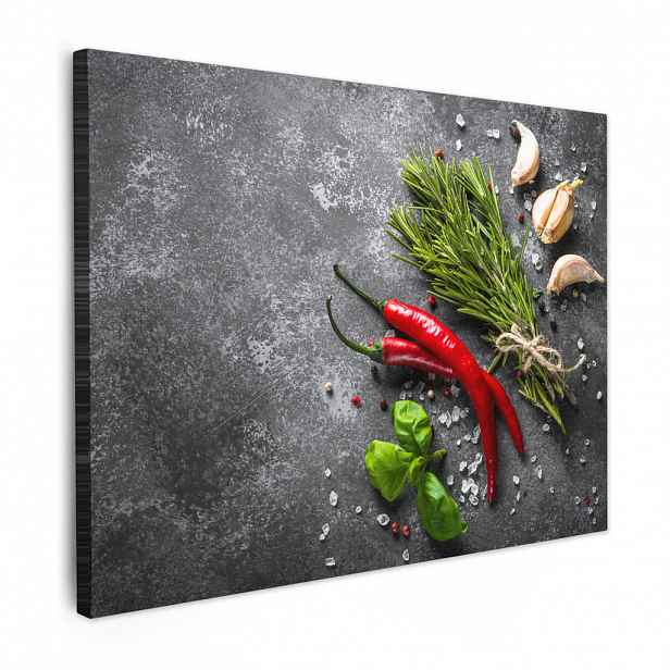 MuchoWow OBRAZ NA PLÁTNĚ Pepř - Bylinky - Koření - Beton 80x60 cm