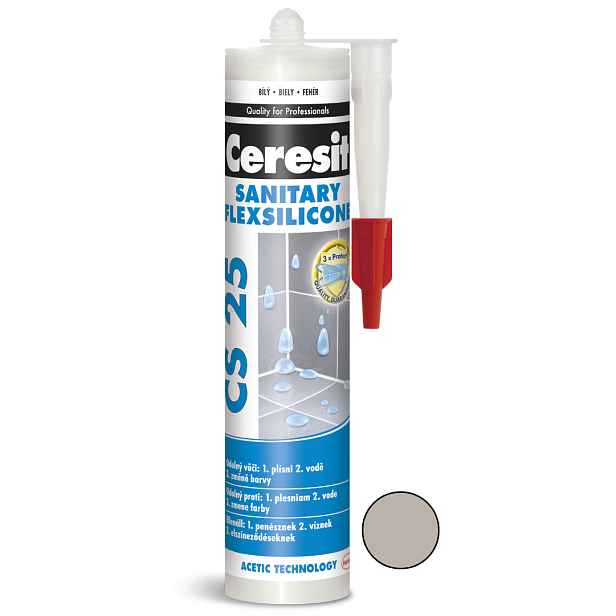 Tmel silikonový sanitární Ceresit CS 25 šedý 280 ml