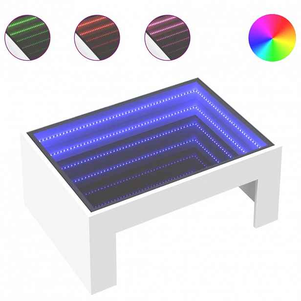 vidaXL Konferenční stolek s Infinity LED bílý 70 x 50 x 30 cm
