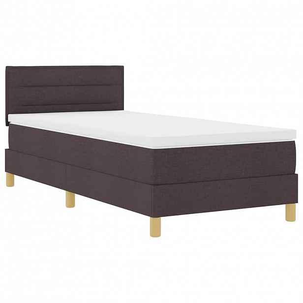 vidaXL LED box pružinová postel s čelo Tmavě hnědá 90 x 190 cm textil