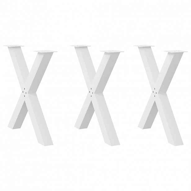 vidaXL Nohy k jídelnímu stolu ve tvaru X, 3 ks, bílé, 80 x (72-73) cm, ocel