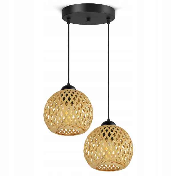 Závěsné Stropní Svítidlo Bambusová pletená Boho přírodní 584-EZ2 Led černá
