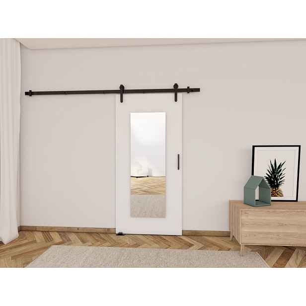 Posuvné dveře se zrcadlem BUSHLAND 9 - 86 cm, bílé