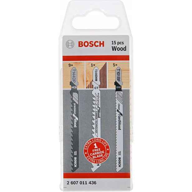 Sada pilových listů na dřevo pro přímočarou pilu Wood 15 kusů Bosch