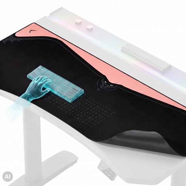 Velká herní podložka na stůl, černo-růžová, 140x52 cm: Diablo X-Forge Black Akira Pink