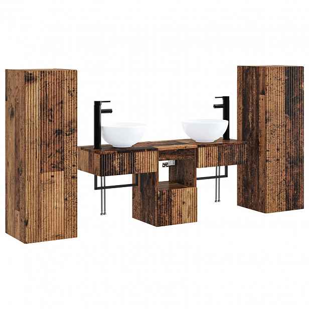 vidaXL Sada koupelnového nábytku 5 ks Staré dřevo 33 x 34,5 x 100 cm