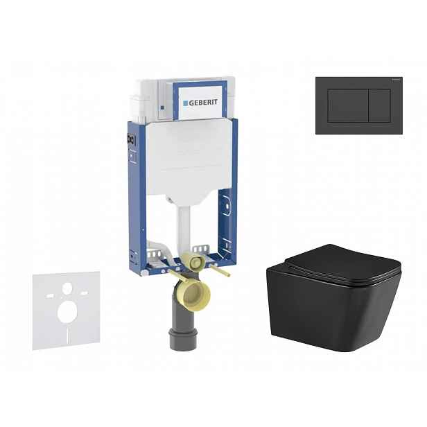 Geberit Kombifix - Set předstěnové instalace, klozetu Arkas I a sedátka softclose, tlačítko Sigma20, matná černá/černá SANI15CA5508