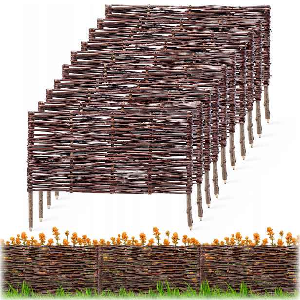 10 Ks Zahradní Palisáda Proutěná Trávníkový Lem Plot 60x40 cm Set