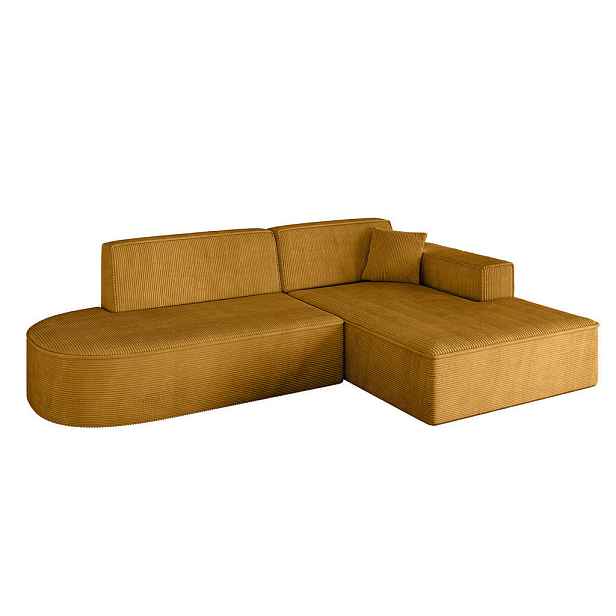 ALTDECOR ROHOVÁ SEDAČKA s otomanem, pravá IREA-L1-v4 232x165x77 Hořčicová Manšestr
